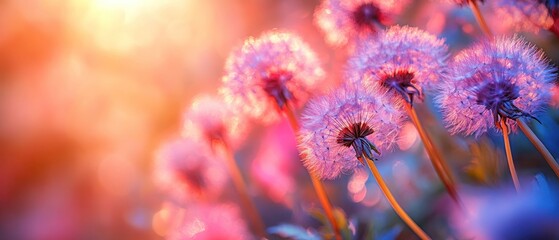 Sunset Dandelions: A Serene Meadow at Dusk