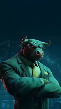 Toro Verde de Wall Street &ndash; Poder Financiero en Traje Elegante