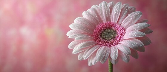 Delicate Pink Gerbera Daisy with Dew Drops