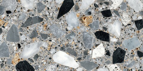Close-up of a polished terrazzo stone surface with marble fragments.
