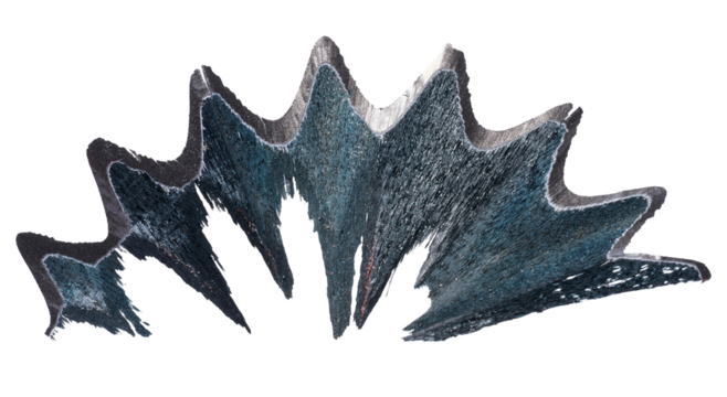 Wood shavings from a black pencil on an isolated background