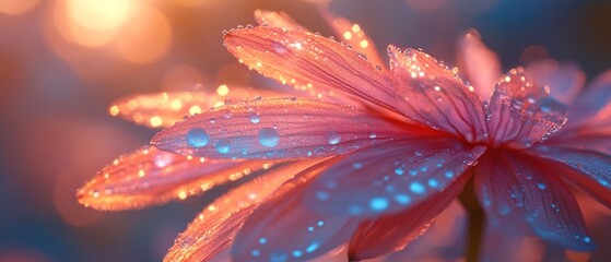 Dewdrops on a Pink Flower: A Macro Photography Masterpiece