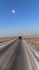 Vast Plains, Full Moon, and a Journey Ahead: A Winter Drive under the Moonlit Sky