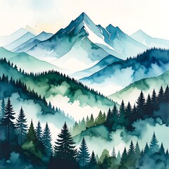 Misty mountain range landscape