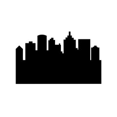 Naklejka premium Silhouette of a modern city skyline with skyscrapers and building structures