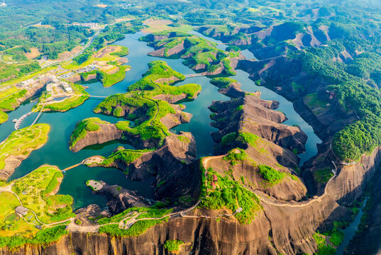 Aerial photography of Gaoyiling in Chenzhou, Hunan Province in the summer evening