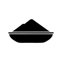 Silhouette illustration of a bowl filled with sand or powder material