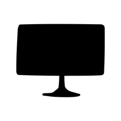 Black silhouette illustration of a vintage computer monitor on a white background