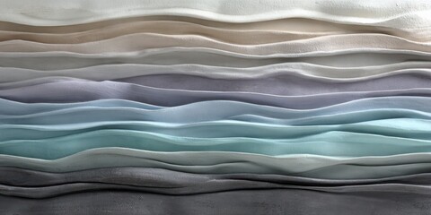 Abstract layered waves in neutral and pastel tones