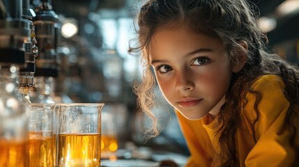 Young Scientist: A Girl's Curiosity in a Science Lab