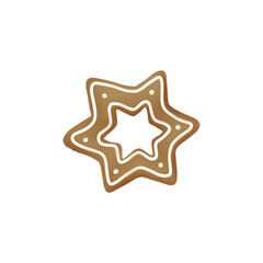 gingerbread cookies with white icing in the shape of a star, isolate, transparent background, png