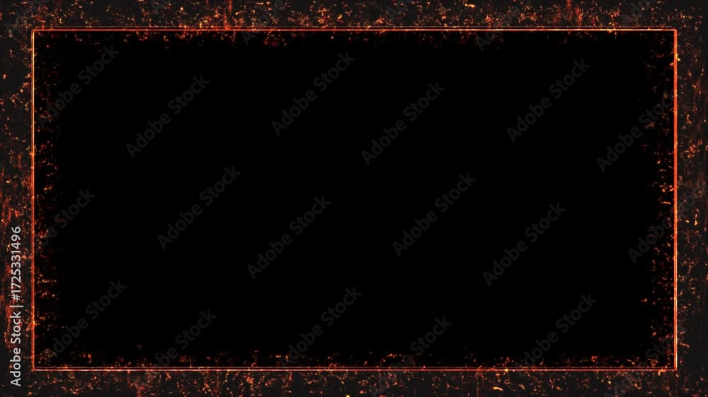 Wall mural border dark fire grunge fractal frame loop particles animation transparent border background