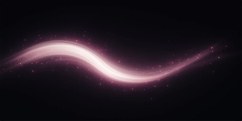 Fototapeta premium The digital illustration features a glowing blue ray of light with a wave motion effect against a dark space backdrop