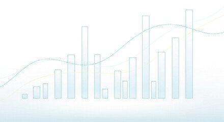 Abstract financial bar chart with line graph showing business growth, isolated on white background