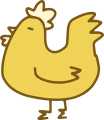 Cute and simple chicken illustration on black background for kids design