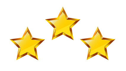 Three golden stars shimmer against a black background, evoking themes of success and