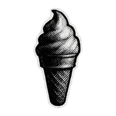 PNG Vintage ice cream cone illustration.