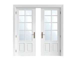 White double doors with glass panes
