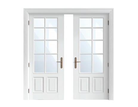 White double doors with glass panes