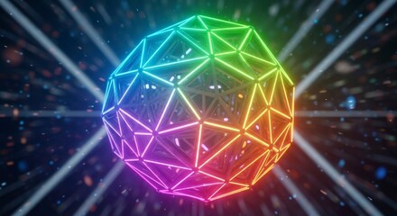 Vector art of a brilliant, shiny, and luxurious abstract geometric diamond background with glowing light triangles