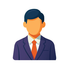 Flat vector illustration of a businessman avatar, male office worker in suit and tie, professional profile icon, modern corporate character illustration for business and finance concepts