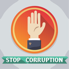 Fototapeta premium Stop Corruption Hand Gesture and Prohibition Icon