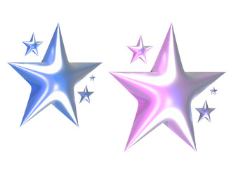 Blue and pink star isolated on transparent background