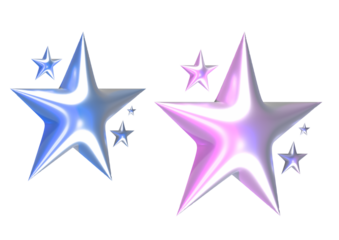 Blue and pink star isolated on transparent background