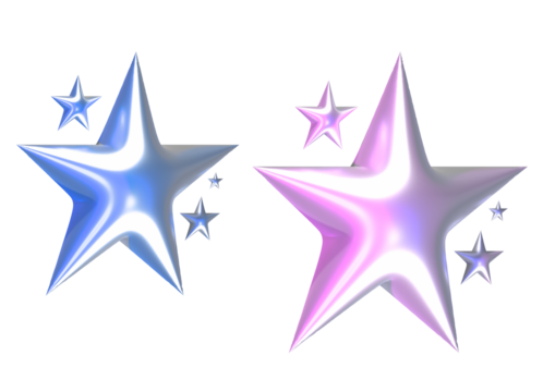 Blue and pink star isolated on transparent background - Powered by Adobe