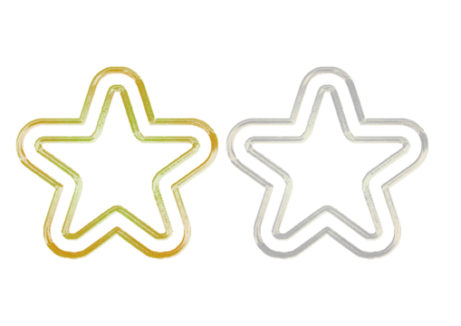 Gold and silver star isolated on transparent background