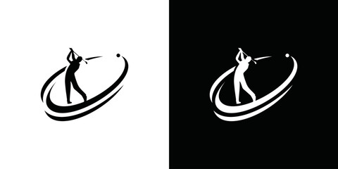 simple vector logo of a person playing golf
