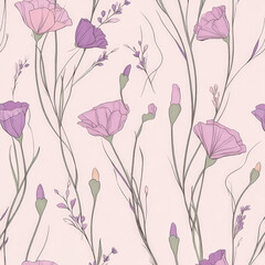Romantic Lavender Floral Pattern with Soft Purple Hues on Pink Background