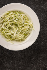 Cabbage salad coleslaw vegetables dish natural product tasty snack fresh delicious gourmet food background on table rustic top view copy space keto and paleo diet vegan and vegan food