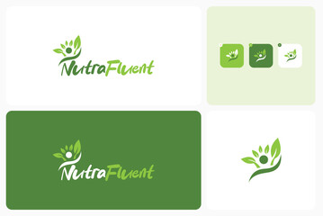 NutraFluent Green Organic Wellness Logo Design