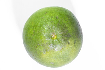 Top View of a Whole Pomelo, Pink-Fleshed Variety, White Background