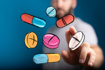 Healthcare, pharmaceutical, medical treatment, drugs, pills, capsules, health, wellness, technology, digital, innovation, future, doctor,