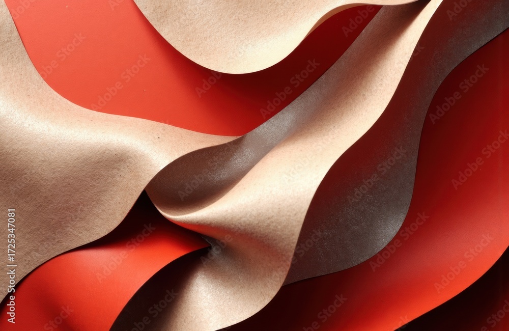 Poster Abstract layered paper with smooth curves and contrasting colors creating a dynamic visual effect