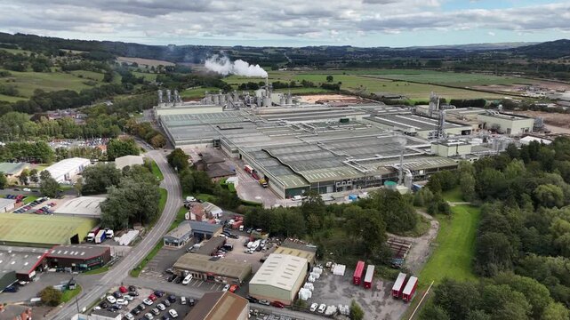 Aerial drone view bridge Hexham north east england northumberland market town city british uk Tynedale