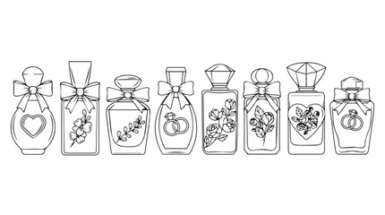Elegant perfume bottles collection assortment decorative fragrance containers assorted styles and designs vector