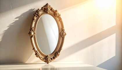 Vintage Mirror on Plain Wall