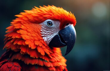 Obraz premium Vivid scarlet macaw with bright feathers and sharp beak in natural setting