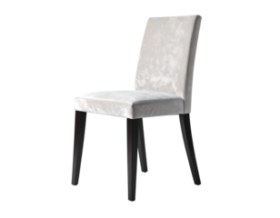 Elegant white upholstered dining chair isolated on transparent background