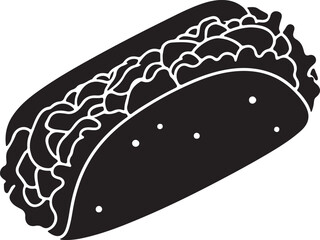 Burrito icon balck and white in silhoette white background.