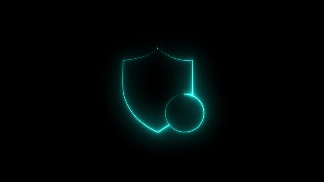 Glowing neon security CLD on circuit board background illustrating cyber cyber security lock success port congress concept.4k video motion graphic video