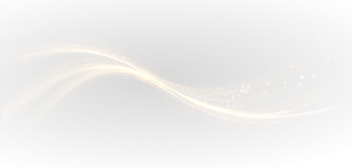 Fototapeta na wymiar Light, twirl, glitter,wave, magic in a golden glowing swirl. PNG with transparent background, perfect for Overlay, sparkle effects, fantasy light trails. 
