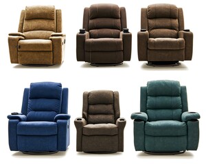 Six Swivel Recliner Chairs Variety Colors Comfortable Furniture