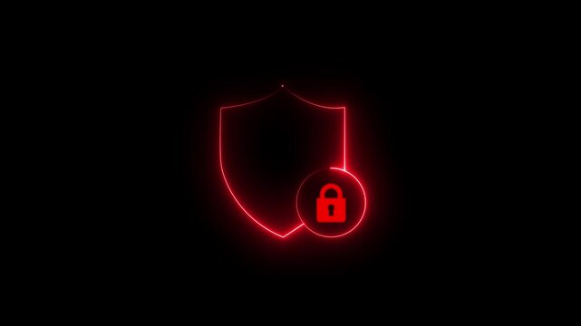 Glowing neon security CLD on circuit board background illustrating cyber cyber security lock protection concept.4k video motion graphic video