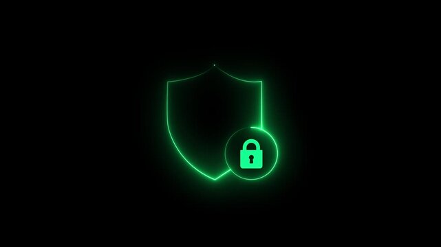 Glowing neon security CLD on circuit board background illustrating cyber cyber security lock protection concept.4k video motion graphic video