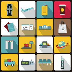 Airport icons set ,flat style