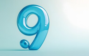 Abstract Blue Glass Number Nine 3D Render